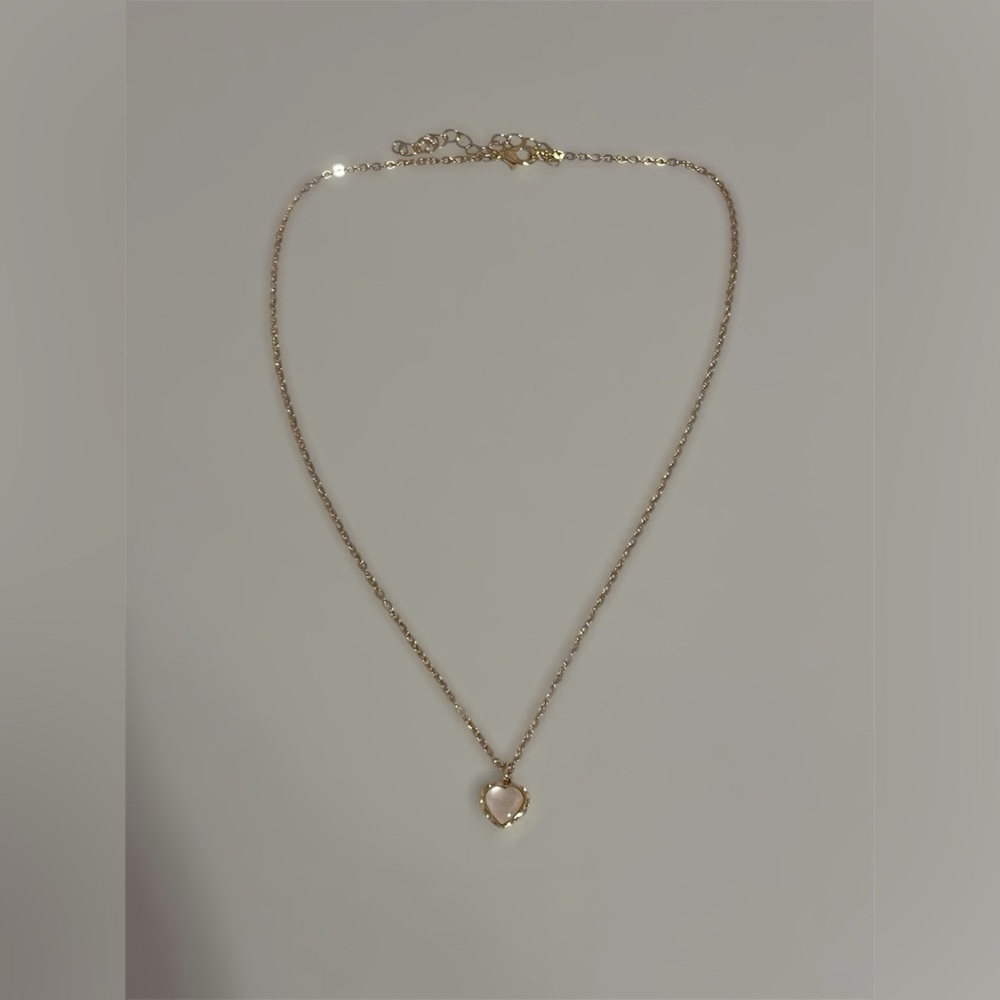 Gold Heart Necklace - Pearl Pendant